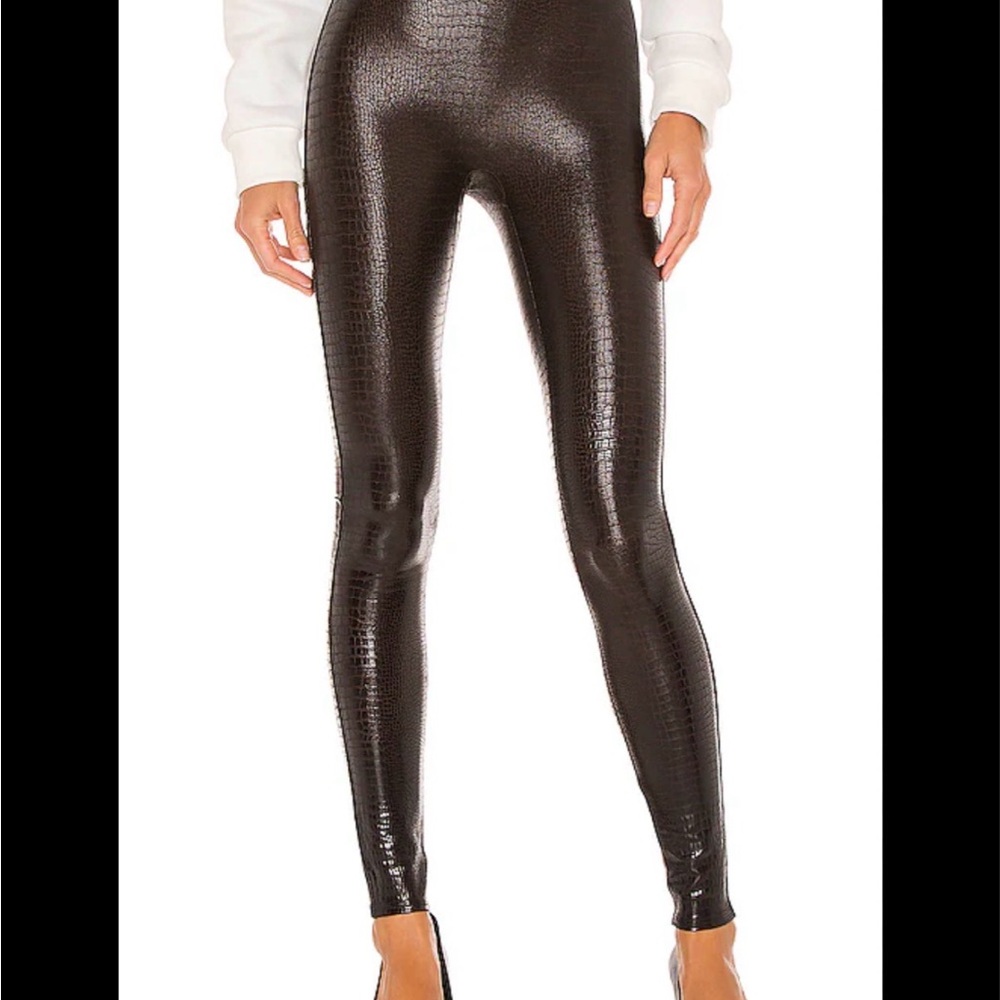 SPANX brown/Black Croc-Embossed High-Shine Leggings